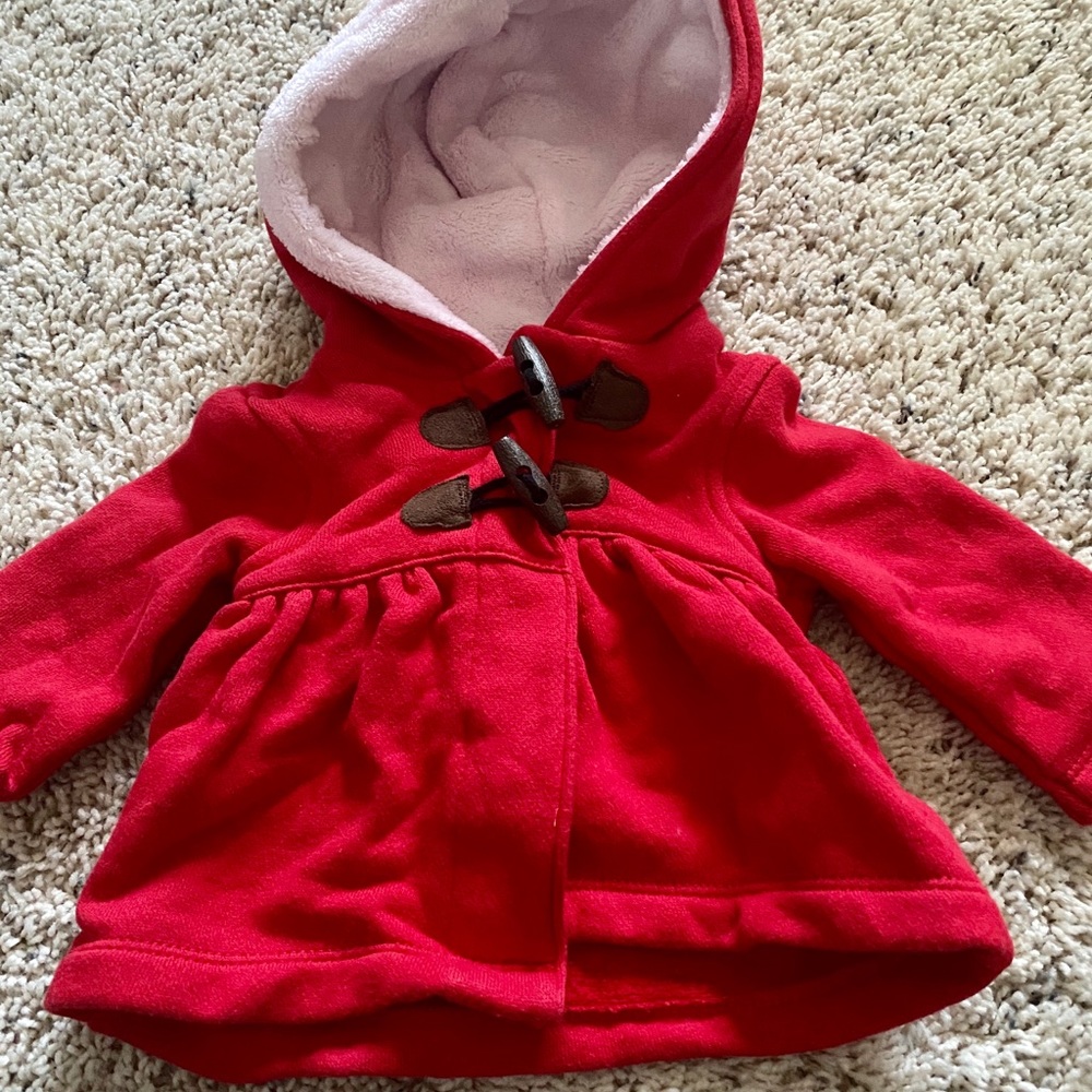 Red pea coat for age 3 months